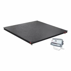 OHAUS Defender 5000 floor scale with 5000 lb capacity and 1 lb/0.5 kg readability. Stainless steel platform for industrial weighing. RS-485 port for data communication.