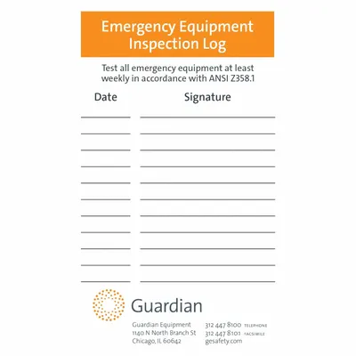 GUARDIAN EQUIPMENT Tag: No Header, 4 in Wd, 6 in Ht, White, Cardstock, 0.01 in Label Thick - Safety