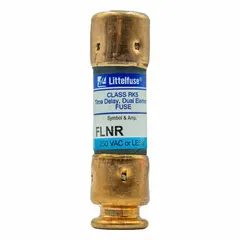 Class RK5 time-delay cylindrical fuse rated 150 mA at 250 V AC and 125 V DC. Non-indicating design with high inrush tolerance for branch-circuit protection in motor circuits, lighting panels, and control transformers.