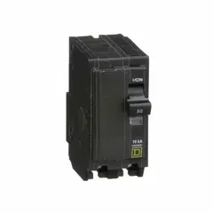 The SQUARE D QO250 is a 50 A, 2-pole miniature circuit breaker for single-phase applications. Rated 120/240V AC with a 10kA interrupting capacity, it provides overcurrent protection in QO Load Centers and NQ Panelboards.