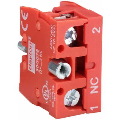 Dayton Contact Block: 22 mm Panel Mounting Size, 1NC, Momentary - Contact Blocks