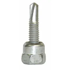 Steel screw-type rod hanger with 5/16 in screw size and 1-1/4 in overall length. Features external hex drive and Climaseal finish. Designed for vertical mounting of threaded rod to steel structures. Pack of 25.