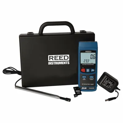 REED INSTRUMENTS Anemometer: 20 fpm Air Velocity Resolution, Air Velocity/Temp - Hot Wire Air Velocity Meters