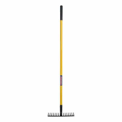 WESTWARD Level Head Rake, 16 Steel Tines: Steel, Fiberglass Handle - Level Head Rakes