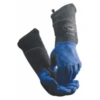 Welding Gloves: Straight Thumb, Gauntlet Cuff, Premium, Blue Cowhide, Caiman® 1508, 1 PR