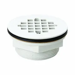 Plastic Pan & Tile-In Shower Drain, Compression, 2 in, White
