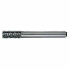Double-cut cylinder bur with 1/16" x 1/4" head and 1/8" shank. Used for deburring, shaping, and finishing metal, plastic, and wood in industrial machining, tool and die, and fabrication applications.