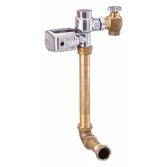 Battery-powered automatic flush valve for back-spud toilets with 20-1/2 in rough-in. Delivers 3.5 gallons per flush. Suitable for commercial restroom installations requiring touch-free operation.