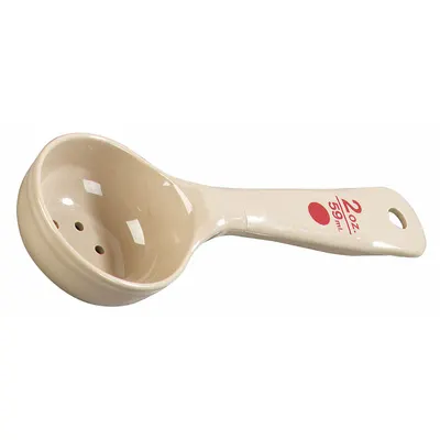 CARLISLE Measure Miser: 2 oz Capacity, Polycarbonate, Perforated, Beige/Maroon - Portion Control Spoons