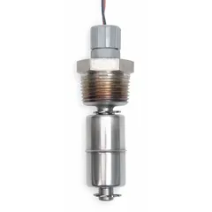 This mechanically alternating side-mounted float switch features SPST Close On Rise operation with lead wire termination. Constructed with stainless steel, it is suited for vertical mounting in liquid level sensing applications such as tank overfill prevention, pump control, and level monitoring.