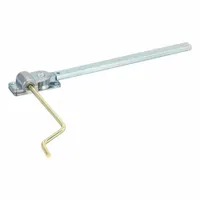 This non-handed window operator is designed for casement windows and mounts on the frame. It includes a chrome-plated crank handle and has a gray finish. The base length measures 3 3/16 inches. Suitable for residential or commercial window applications