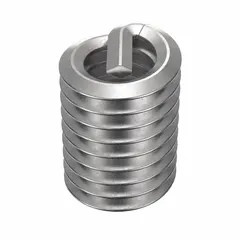 Screw-locking tangless helical insert for repairing or reinforcing threads in metal. Made from 18-8 stainless steel with a tensile strength of 200,000 to 250,000 psi. Features a 1/4"-20 coarse thread and plain finish. The screw-locking design resists loosening from vibration; tangless style eliminates break-off tang. Supplied in a 100-pack.