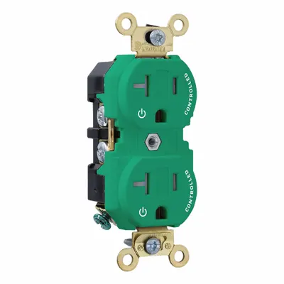 LEVITON Duplex Receptacle Outlet: Duplex, 5-20, Green, 125V AC, 20 A - General Purpose Receptacles