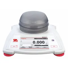 The OHAUS STX223 is a precision lab balance with a 220 g capacity and 0.001 g readability. It features a VGA touchscreen display and supports weighing units including Carat, Custom, g, mg, oz, and pwt. The scale is constructed with ABS housing. Suitable for laboratory weighing, pharmaceutical compounding, and quality control tasks requiring high accuracy.