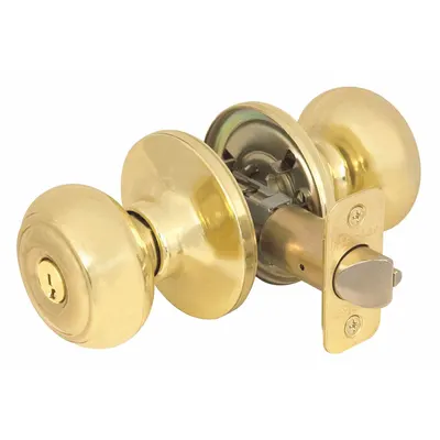 MASTER LOCK RU0203KA4S Brass Office Knob Lockset, Rusk Style - Office Knob Locksets