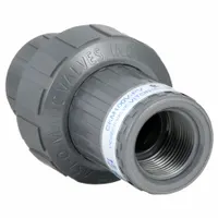 PLAST-O-MATIC Check Valve: Diaphragm, Inline Valve Body, 1 in Pipe Size, FNPT x Socket, PVC, Female (MPN CKM100V-PV)