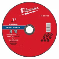 This Type 1 cut-off wheel is designed for general purpose cutting of carbon and stainless steel. It measures 7 inches in diameter, 1/16 inch thick, with a 7/8 inch arbor hole, and is made of aluminum oxide with 46 grit. Suitable for use in metal fabrication, construction, and maintenance applications requiring clean, precise cuts on ferrous materials