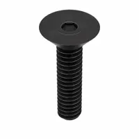 Flat head socket cap screw with #5-40 thread, 1/2 in length, and 5/64 in drive size. Made from alloy steel with a black oxide finish. Right-hand thread. Supplied in a pack of 100. Used in applications requiring a flush surface, such as machinery and tooling assembly