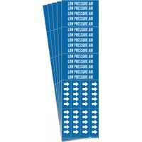 Pipe Marker: Low Pressure Air, Blue, White, Fits 3/4 in and Smaller Pipe O.D., 3 Pipe Markers, 5 PK (MPN 7385-3C-PK)