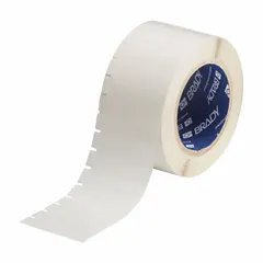 Autoclavable polyester precut label roll with gloss finish. Each label measures 1/2 in height and 1/2 in width, on a 1/2 in roll length. Compatible with i7100 printer series. Suitable for durable identification in environments requiring sterilization.