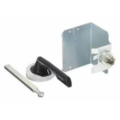 Three-pole rotary operator accessory for PowerPact B circuit breakers. Rated 125 A, includes a 6-inch standard shaft. Enables external on/off control of breakers housed in NEMA 1, 3, 3R, 4, 4X, and 12 enclosures without opening the door.