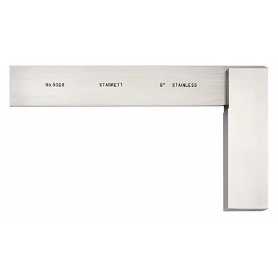 STARRETT Precision Steel Square: 90° Angle, 5-29/32 x 3-29/32 in Outside Dimensions - Machinist Precision Steel Squares