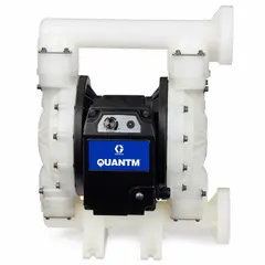 This electric diaphragm pump features a polypropylene housing and 2-inch flange connections for integration into piping systems. It operates at 380-480V AC and uses Santoprene check valves and seat materials for chemical resistance. Typical applications include transfer of corrosive or abrasive fluids in industrial processing and chemical handling.