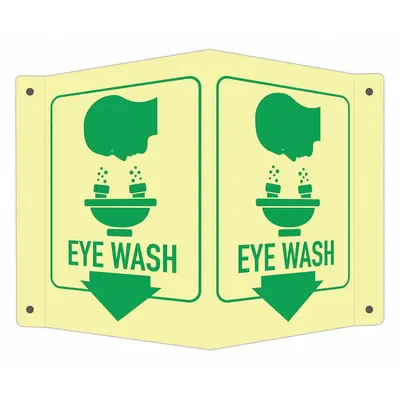 LYLE Safety Sign: Aluminum, Mounting Holes Sign Mounting - V-Shape Projection Eye Wash Signs