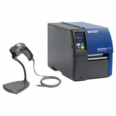 This PC-connected, single-color desktop printer is designed for labeling wires, cables, and components in industrial environments. It supports labels up to 4 3/8 inches wide and includes the Brady Workstation Product and Wire ID Software Suite along with a Handheld Scanner with Stand.