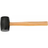 Rubber Mallet: Wood Handle, 18 oz Head Wt, 2 3/8 in Dia, 3 15/16 in Head Lg, 14 in Overall Lg, Black (MPN 57-522)