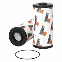 Cartridge hydraulic filter with glass media, 59 13/16 mm inside diameter and 4 3/4 in outside diameter. Designed for use with hydraulic fluid in Caterpillar vehicles. Removes contaminants to protect hydraulic system components