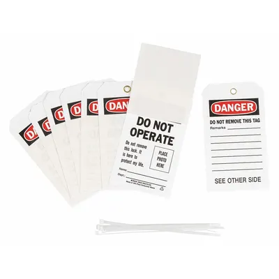 BRADY Danger Do Not Operate Tag, Write-On Surface, Polyester, 96222 - Safety