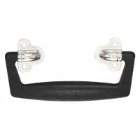 Non-recessed folding pull handle made of black textured polyethylene with unthreaded holes for #6 screw mounting. Grip thickness 1.31 in. Used as a retractable grip on cabinets, enclosures, and machinery panels