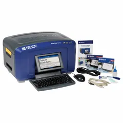 The BRADY S3700-WB is a desktop printer for facility safety identification, supporting mobile device, PC, or standalone operation. It includes a mouse and the Brady WorkstatExpress Labels Mobile App, along with a Windows-based driver for third-party software use. Battery not included.