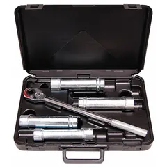 This 5-piece SAE socket set features a 1/2 in drive and 6-point deep sockets in sizes 1-1/16", 1-1/4", 1-5/16", and 1-7/16". Designed for heavy-duty fastening and loosening of hex nuts and bolts, the deep sockets reach recessed fasteners on equipment, piping flanges, and machinery. Not tether capable and without thin-wall construction or socket bits.