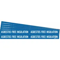 Pipe Marker: Asbestos Free Insulation, Blue, White, Fits 3/4 to 2 3/8 in Pipe O.D., 5 PK (MPN 7018-4-PK)