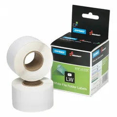 White desktop thermal transfer label with 1 in core diameter and 3 7/16 in label height. Suitable for barcode printing and asset identification in industrial labeling applications.