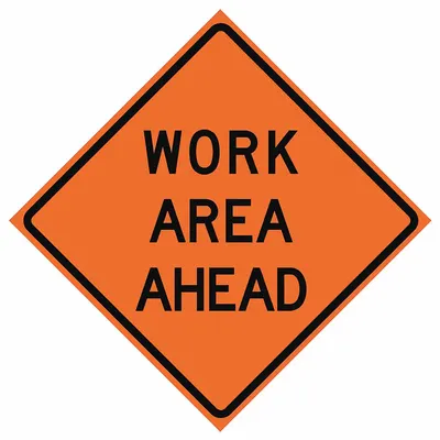 EASTERN METAL SIGNS AND SAFETY Roll Up Traffic Sign: 48 in x 48 in Nominal Sign Size, Polyester/PVC, 0.015 in - Work Area Ahead Signs