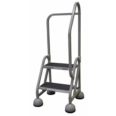 COTTERMAN Rolling Ladder: 1.5 ft Platform Ht, Partially Assembled, Steel - Steel Ultra-Stable Weight-Actuated Ladders