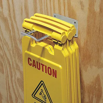 DISPLAY SPECIALISTS Sign Storage Holder: Silver, Steel, (4) Anchors - Wire Safety Sign Holders