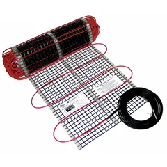 Electric heating mat for radiant floor heating in residential or light-commercial spaces. Operates on 120V AC with a 5 ft overall length and 18 in overall width. Includes a 10 in lead wire. Designed for use with the UWG4-4999 thermostat (not included).