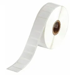 Nylon, white precut label roll measuring 1/2 in x 7/8 in, containing 1,500 labels. Compatible with BBP12 printer series; requires R4913 ribbon. Used for asset tagging, cable marking, and general facility labeling.