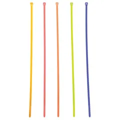 This 100-piece cable tie assortment kit from TY-RAP includes (20) 8.0 in fluorescent green ties. Made of Nylon 6/6 with a plastic pawl locking mechanism, the ties are suitable for bundling and securing wires, cables, and hoses in electrical, industrial, and automotive applications.