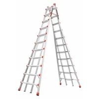 Aluminum staircase multifunction ladder with a 300 lb load capacity and 102 lb weight. Offers two configurations for use as a straight ladder or staircase ladder. Suitable for accessing elevated work areas in industrial and commercial settings