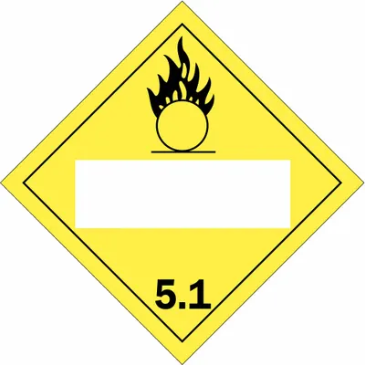 BRADY Container Placard: 5.1, 10 3/4 in x 10 3/4 in, 10 3/4 in Label Ht - Class 5: Oxidizing Agents & Organic Peroxides