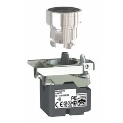 Momentary, non-illuminated push button with wireless transmitter for 22 mm panel mounting. Black metal operator and metal bezel. Part of the XB4R series. Suitable for remote control of industrial machinery and equipment in manufacturing, material handling, and automation systems.