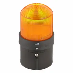 This single-tier tower light assembly provides steady orange visual indication for status monitoring in industrial control panels and machinery. It operates at 250V and does not include a sounder tier. Suitable for warning or alarm signaling in factory automation environments.