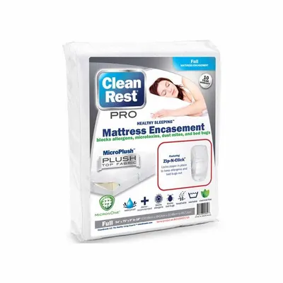 CLEANREST Full XL Mattress Encasement, 75x54 in, White, 3.39 oz - Mattress Encasements