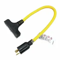 APPROVED VENDOR Cord Adapter: 2 ft Lg, 12 AWG, L5-20P Plug, 5-15R Receptacle, Yellow, 125V AC (MPN 3KVJ6ID)