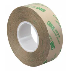 This general-purpose adhesive transfer tape features an acrylic adhesive on a polycoated kraft paper liner. With a repositionable bond, it allows temporary placement before permanent adhesion. Suitable for bonding films, foils, and plastics in industrial assembly and signage applications. Supplied as a 4-pack.